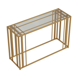 Coaster Adri Glass/Metal Sofa Table, Clear/Matte Brass