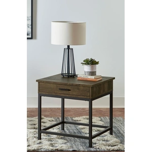 Coaster Byers Square 1-drawer End Table, Brown Oak/Sandy Black
