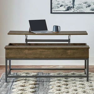Coaster Byers Black Wood Veneer Coffee Table with Lift Top, Brown Oak/Sandy Black