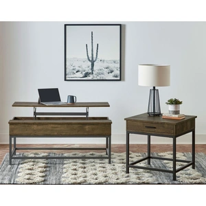 Coaster Byers Black Wood Veneer Coffee Table with Lift Top, Brown Oak/Sandy Black