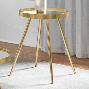 Coaster Kaelyn Round Mirror Top End Table, Gold