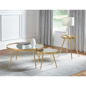 Coaster Kaelyn Round Mirror Top End Table, Gold