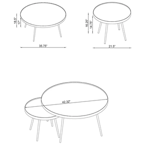 Coaster Kaelyn 2-piece Mirrored Top Nesting Coffee Table, Gold