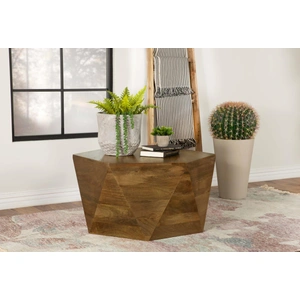 Coaster Zalika Mango Wood Hexagonal Coffee Table, Natural