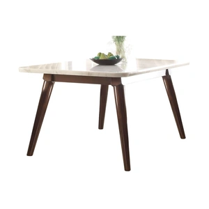 ACME Gasha Marble/Wood Dining Table, White/Walnut