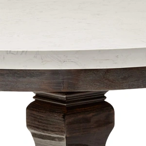 ACME Nolan Marble/Wood Round Dining Table, White/Salvage Dark Oak