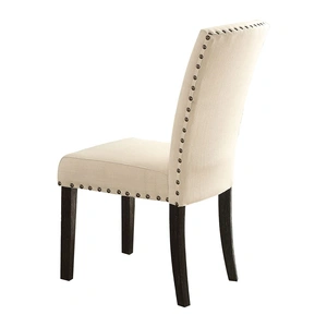 ACME Nolan Fabric/Wood Dining Chair, Linen/Salvage Dark Oak (Set of 2)