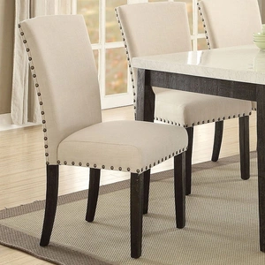 ACME Nolan Fabric/Wood Dining Chair, Linen/Salvage Dark Oak (Set of 2)