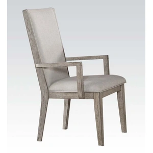 ACME Rocky Fabric/Wood Dining Arm Chair, Gray Oak (Set of 2)