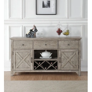 ACME Rocky Wood Server w/2 Doors & 3 Drawers, Gray Oak