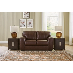 Ashley Furniture Brogliano Premium Leather Loveseat | Rich Canyon Tone in Canyon