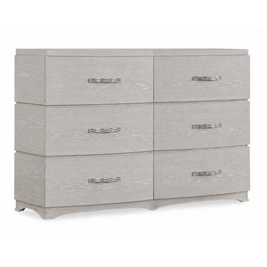 Cosmos Furniture Fendi 8-Drawer Double Dresser Wide Bedroom Dresser with Nickel Hardware, Grey