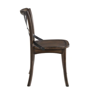 ACME Kaelyn Wood/Metal Dining Side Chair, Dark Oak/Black (Set of 2)