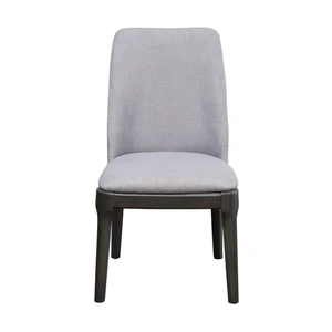 ACME Madan Fabric/Wood Dining Side Chair in Light Gray/Gray Oak