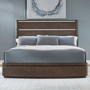 Liberty Furniture Cascade Falls Wood Panel Bed with LED Lighting | Satin Espresso, Satin Espresso