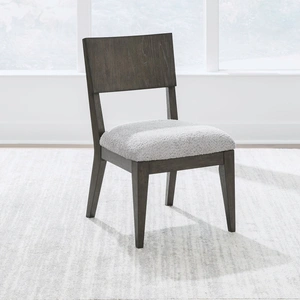 Liberty Furniture Cascade Falls Boucle/Wood Panel Back Side Chair, Satin Espresso/Grey Mist (Set of 2)