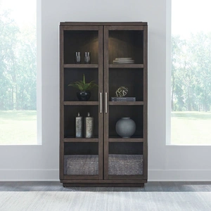 Liberty Furniture Cascade Falls Wood 2-Door Display Cabinet w/LED Lighting, Satin Espresso