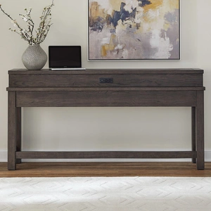 Liberty Furniture Cascade Falls Console Bar Table with 3 Stools & Power | Satin Espresso, Satin Espresso