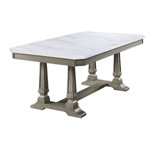 ACME Zumala Marble/Wood Dining Room Set, White/Weathered Oak