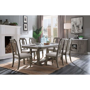 ACME Zumala Marble/Wood Dining Room Set, White/Weathered Oak