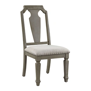 ACME Zumala Fabric/Wood Dining Side Chair, Beige/Weathered Oak (Set of 2)
