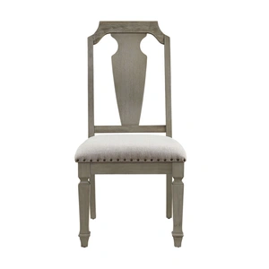ACME Zumala Fabric/Wood Dining Side Chair, Beige/Weathered Oak (Set of 2)
