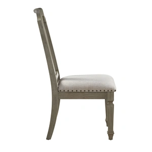 ACME Zumala Fabric/Wood Dining Side Chair, Beige/Weathered Oak (Set of 2)