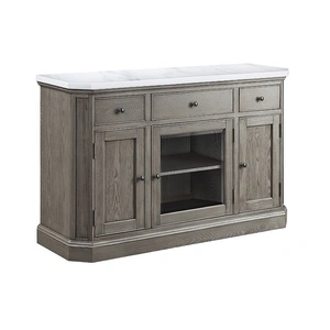 ACME Zumala Marble/Wood Dining Room Set, White/Weathered Oak