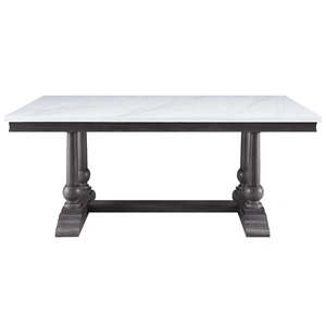 ACME Yabeina Marble/Wood Rectangular Dining Table, White/Gray Oak