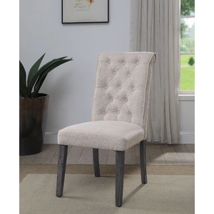 ACME Yabeina Fabric/Wood Dining Side Chair, Beige (Set of 2)