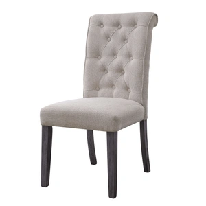 ACME Yabeina Fabric/Wood Dining Side Chair, Beige (Set of 2)