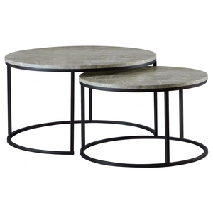 Coaster Lainey Faux Marble 2-piece Round Nesting Coffee Table, Grey/Gunmetal