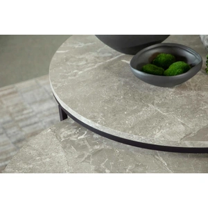 Coaster Lainey Faux Marble 2-piece Round Nesting Coffee Table, Grey/Gunmetal