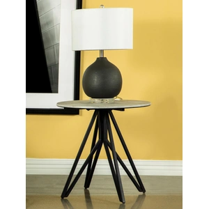 Coaster Hadi Cement Round End Table with Hairpin Legs, Grey/Gunmetal