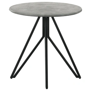 Coaster Hadi Cement Round End Table with Hairpin Legs, Grey/Gunmetal