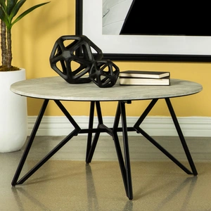 Coaster Hadi Round Coffee Table with Hairpin Legs, Cement/Gunmetal