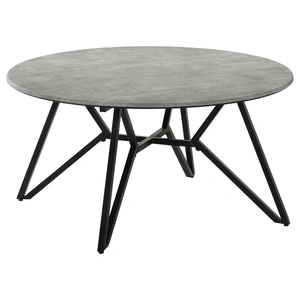 Coaster Hadi Round Coffee Table with Hairpin Legs, Cement/Gunmetal