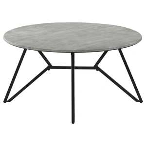 Coaster Hadi Round Coffee Table with Hairpin Legs, Cement/Gunmetal