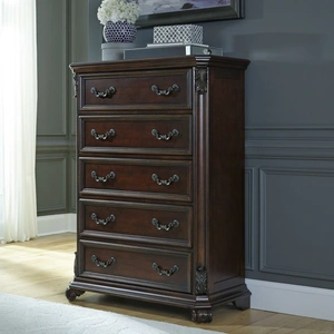 Liberty Furniture Messina Estates Wood 5-Drawer Chest, Cognac