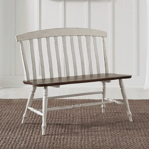 Liberty Furniture Al Fresco Wood Slat Back Bench, Graphite/Whitestone