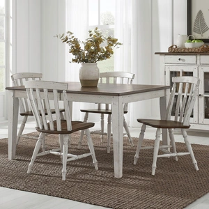 Liberty Furniture Al Fresco Extendable Wood Dining Room Set | Rectangular Table, Graphite/Whitestone