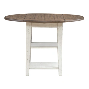 Liberty Furniture Al Fresco Round Wood Drop Leaf Dining Table, Graphite/Whitestone