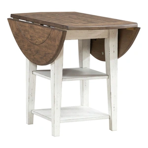Liberty Furniture Al Fresco Round Wood Drop Leaf Dining Table, Graphite/Whitestone