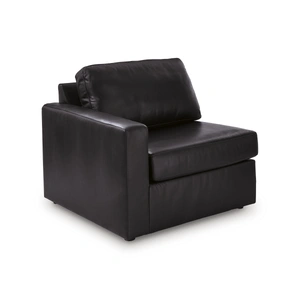 Ashley Furniture ModMax II Leather 3-Piece Modular Loveseat with Audio Console, Black