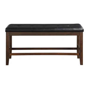 ACME Urbana Leatherette/Wood Counter Bench, Black & Espresso