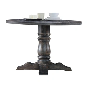 ACME Leventis Fabric/Wood Round Dining Table, Weathered Gray
