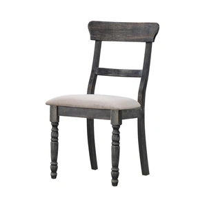 ACME Leventis Fabric/Wood Dining Chair, Light Brown/Weathered Gray (Set of 2)
