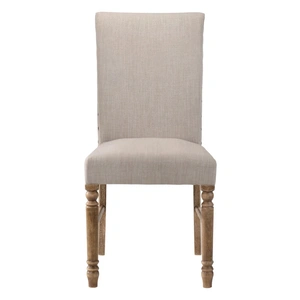 ACME Leventis Fabric Parson Dining Chair, Cream/Weathered Oak (Set of 2)
