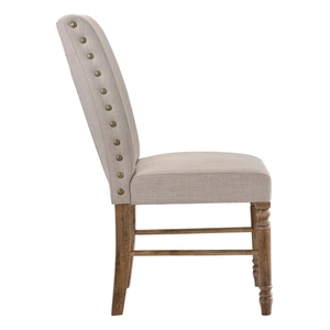 ACME Leventis Fabric Parson Dining Chair, Cream/Weathered Oak (Set of 2)