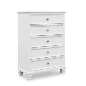 Ashley Furniture SM Fortman Wood Chest w/5 Drawers, White